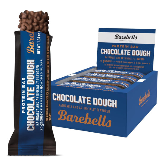 Barebells Protein Bars Chocolate Dough - 12 Count, 20g High Protein Treats - Chocolate Nutrition Bar with 1g Total Sugars - On-The-Go Breakfast or Post-Workout Snack