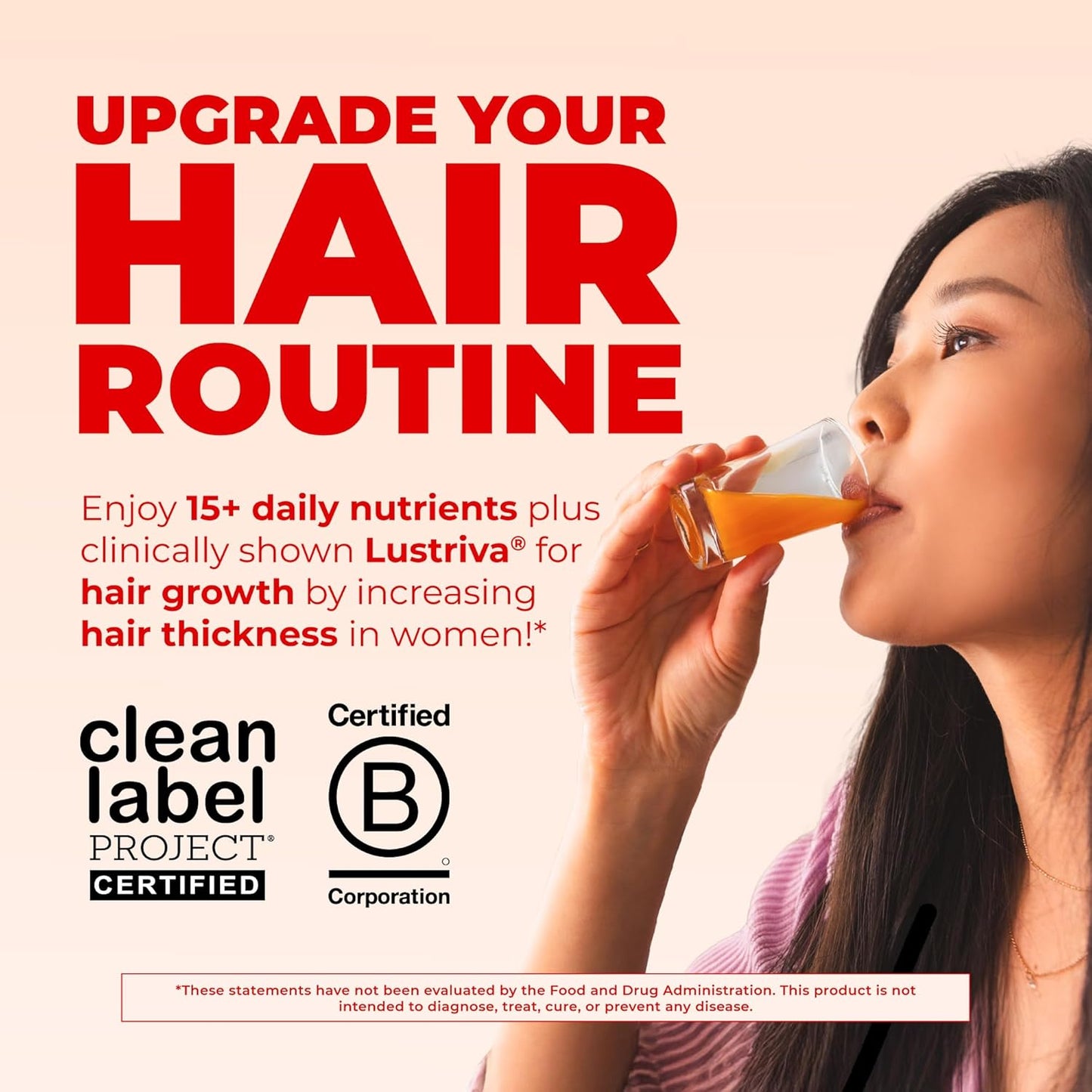 MARYRUTH'S Liquid Multivitamin+Hair Growth | Biotin 10000mcg | Lustriva Hair Growth Supplement | Clinically Tested in Women for Thicker Hair&Facial Wrinkle | Skin Care | Ages 18+ | 15.22 Fl Oz