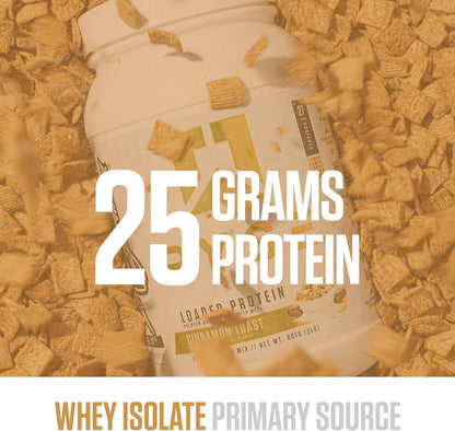RYSE Loaded Protein Powder - Cinnamon Toast - 25g Whey Protein Isolate & Concentrate with Prebiotic Fiber & MCTs - Low Carb, Low Sugar, Digestive-Friendly - 27 Servings / 2 lb Tub