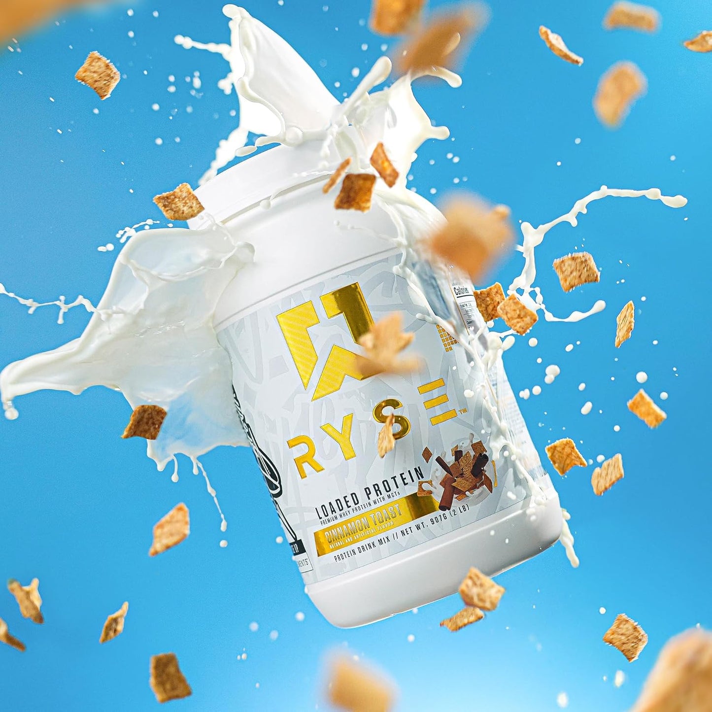 RYSE Loaded Protein Powder - Cinnamon Toast - 25g Whey Protein Isolate & Concentrate with Prebiotic Fiber & MCTs - Low Carb, Low Sugar, Digestive-Friendly - 27 Servings / 2 lb Tub