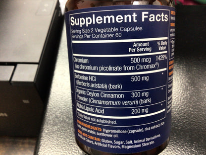 Advanced Blood Sugar Support - Antioxidant & Nutrient Metabolism - 500mg of Berberine (120 Vegetarian Capsules)