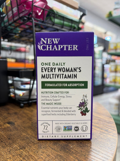 New Chapter Women’s Multivitamin, Iron, B6, B12, Biotin for Hair Growth, D3, Vit C, Zinc for Immune & Stress Support, Gentle on an Empty Stomach, One Daily, Non-GMO, Gluten-Free, 18+, 72 Tablets