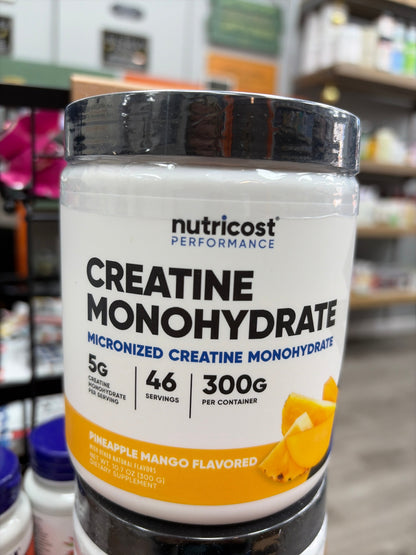 Nutricost Performance  Creatine Monohydrate Powder (Pineapple Mango Flavored 10.7 Oz 5 G (300 G)-High Quality Micronized Creatine Supplement - Vegan, Non-GMO, Gluten Free
