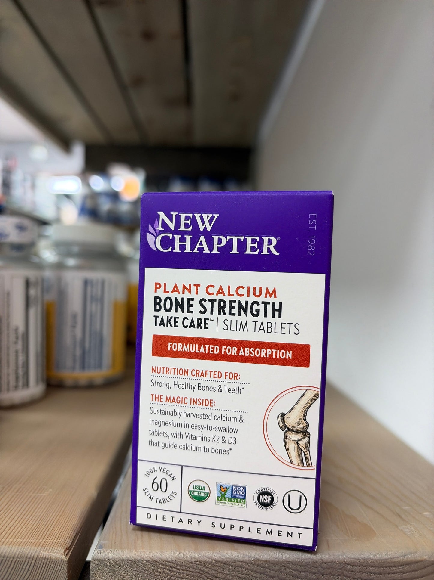 New Chapter Calcium Supplement - Bone Strength Plant-Based USDA Organic Calcium with Magnesium, Vitamin D3+K2, for Bone Health & Joint Mobility, Heart Support, 905 mg dose - 60 Slim Tablets