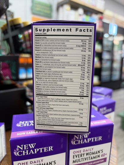 New Chapter Women’s Multivitamin 40+, extra B6 & B12, Biotin for Hair Growth, D3, Vit C, Zinc for Immune & Stress Support, Gentle on an Empty Stomach, One Daily, Non-GMO, Gluten-Free, 48 Tablets