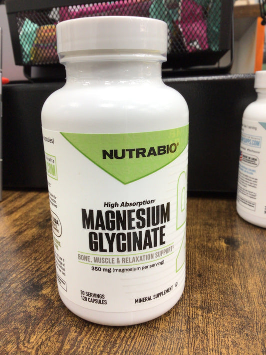 NutraBio Magnesium Glycinate - Pure Magnesium Sleep Supplement, Supports Relaxation, Heart Health, Nerves, Muscles, and Metabolism - 350 mg - 120 Capsules