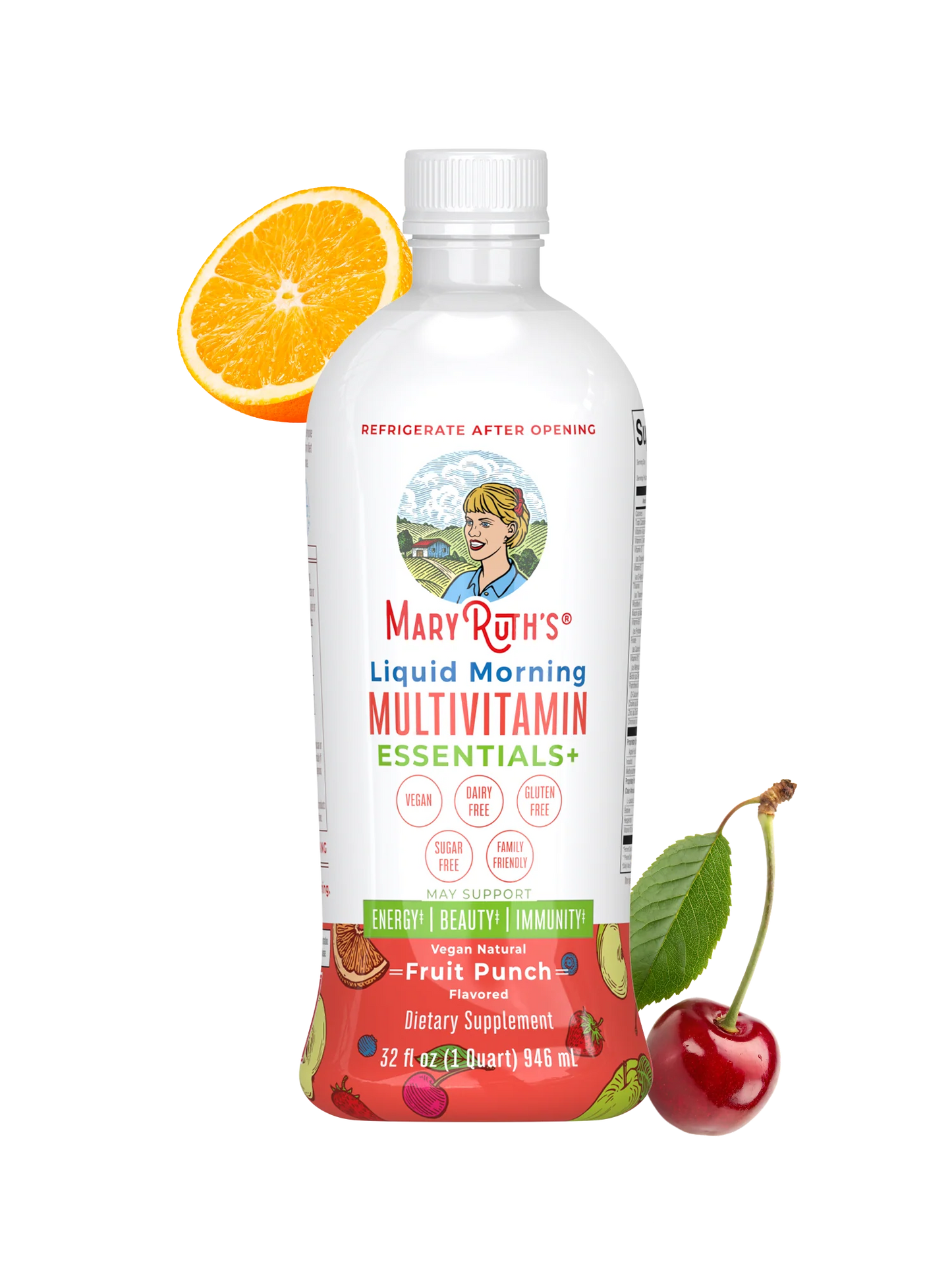 MaryRuth Organics Liquid Morning Multivitamin Essentials+ | Vitamin A C D E B6 B12 Biotin Zinc, Mens Womens Multivitamin, Immune Support, Beauty | Sugar Free | Vitamins for Ages 1+ | Vegan | 32 Fl Oz