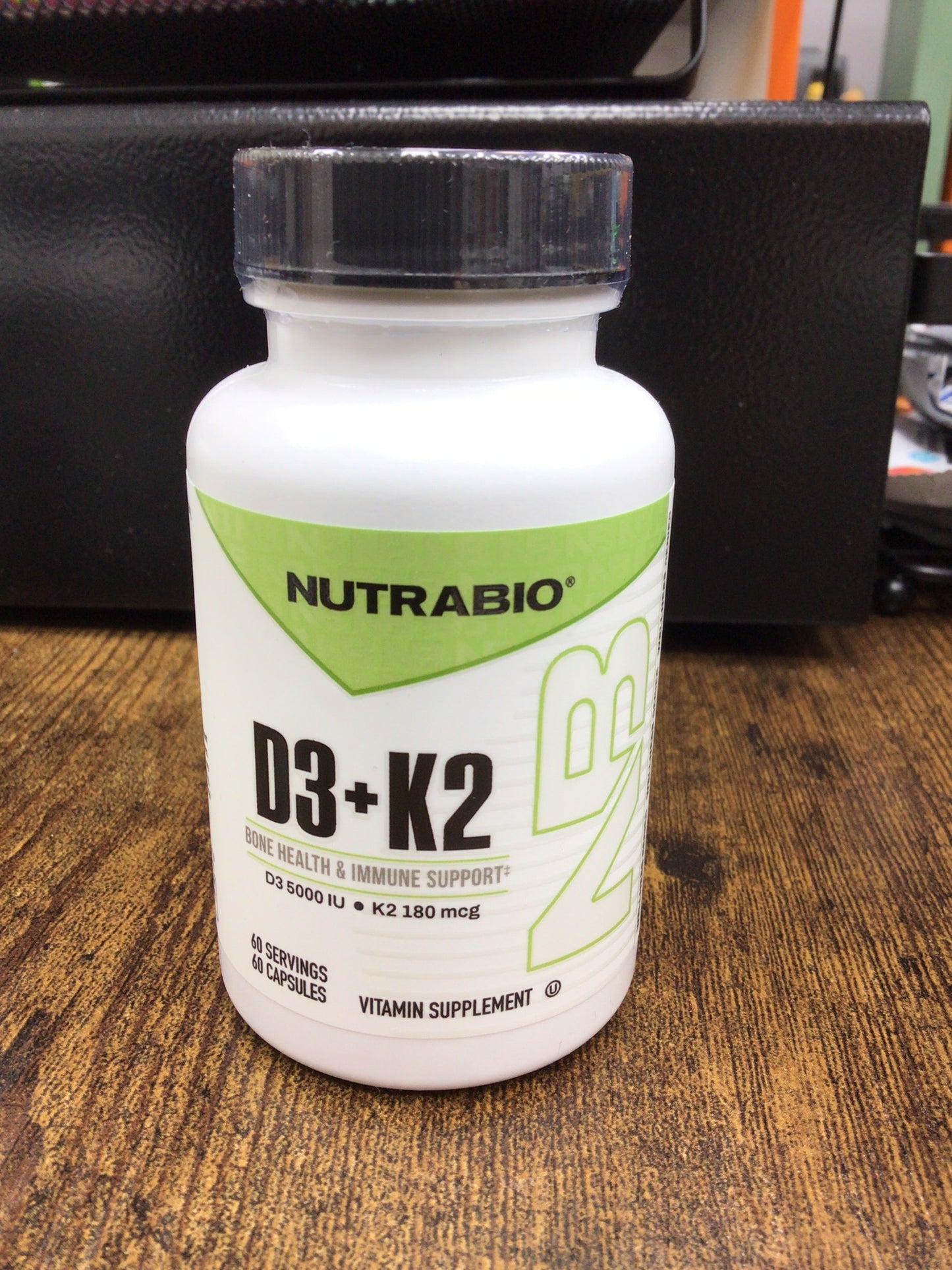 NutraBio Vitamin D3 K2 | 5000 IU D3 as Cholecalciferol with Vitamin K2 as MENA-Q MK7 (180mcg) | Support Bone and Heart Health | Non-GMO, Gluten Free, Lactose Free | 60 Vegetable Capsules
