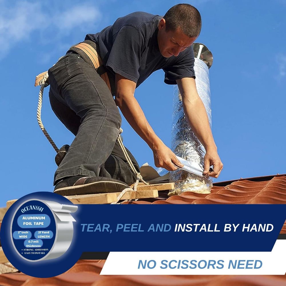 OceanSSH Aluminum Tape Waterproof Foil Tape for Ductwork 1.57 mil