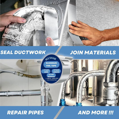 OceanSSH Aluminum Tape Waterproof Foil Tape for Ductwork 1.57 mil