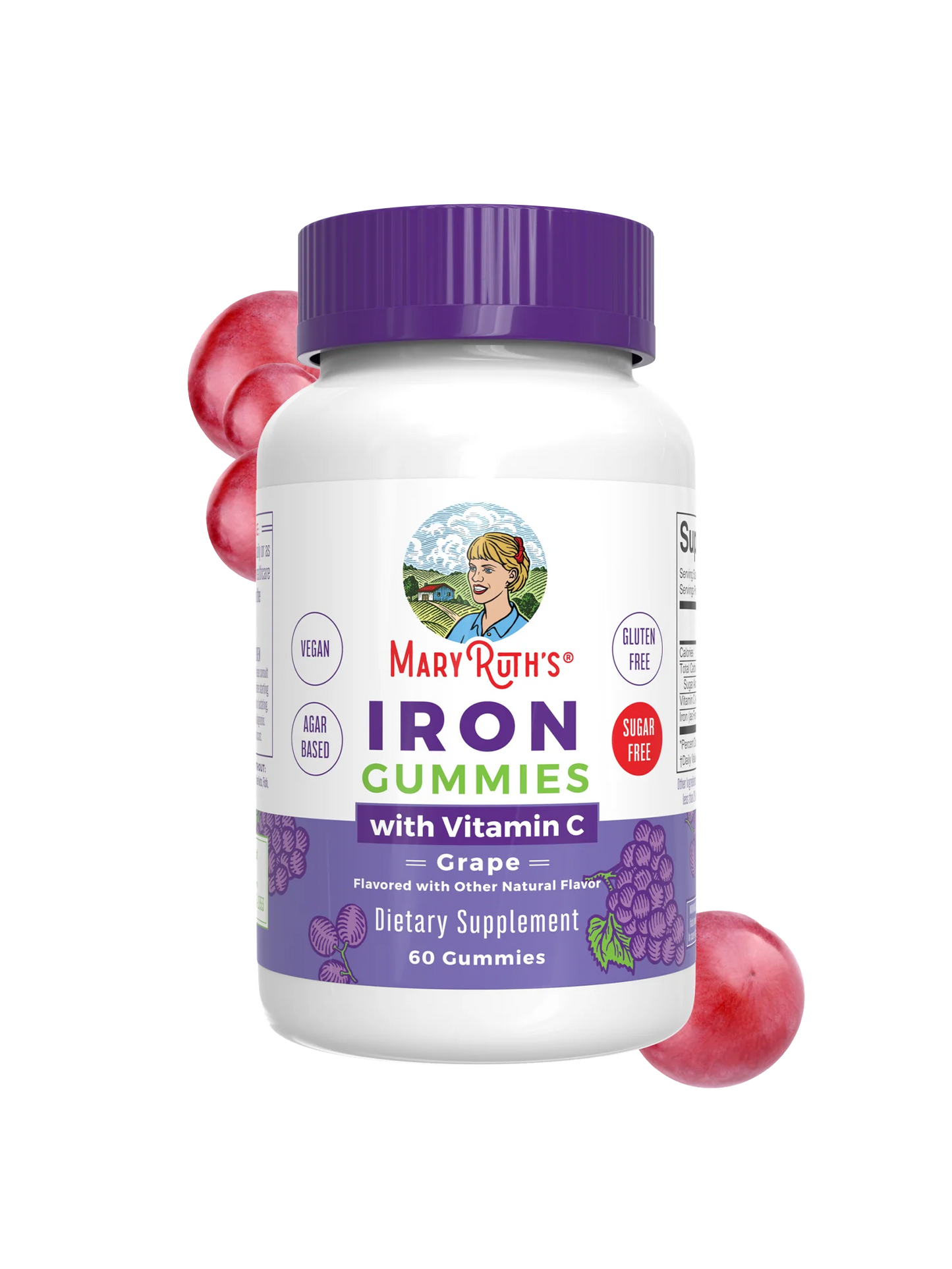 MaryRuth's Iron Gummies for 14+ with Vitamin C for Absorption | Sugar Free | Gummy Iron Supplement + VIT C | Energy Metabolism | Cellular Health | Immune Support | Vegan | Non-GMO | 60 Count