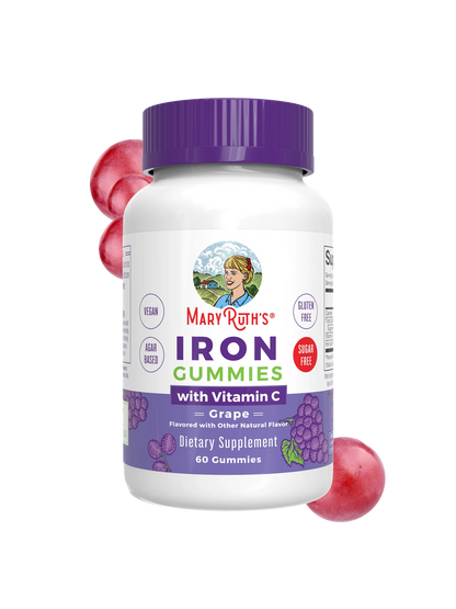 MaryRuth's Iron Gummies for 14+ with Vitamin C for Absorption | Sugar Free | Gummy Iron Supplement + VIT C | Energy Metabolism | Cellular Health | Immune Support | Vegan | Non-GMO | 60 Count
