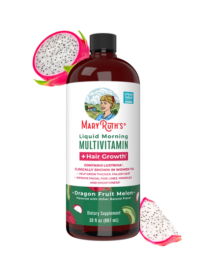 MARYRUTH'S Liquid Multivitamin + Hair Growth | Biotin 10000mcg | Lustriva Hair Growth Supplement | Clinically Tested in Women for Thicker Hair & Facial Wrinkle | Skin Care | Ages 18+ | 15.22 Fl Oz