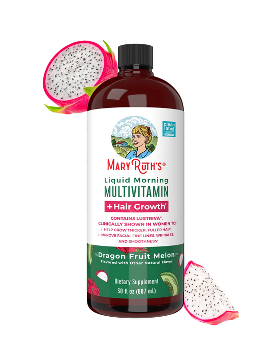 MARYRUTH'S Liquid Multivitamin + Hair Growth | Biotin 10000mcg | Lustriva Hair Growth Supplement | Clinically Tested in Women for Thicker Hair & Facial Wrinkle | Skin Care | Ages 18+ | 15.22 Fl Oz