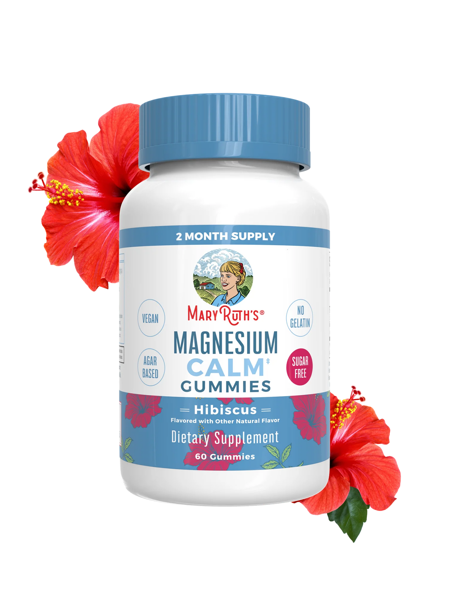 MaryRuth Organics Calm Magnesium Citrate Gummies | 2 Month Supply | Sugar Free | Magnesium Supplement for Adults | Stress Relief | Bone Health | Vegan | 60 Count