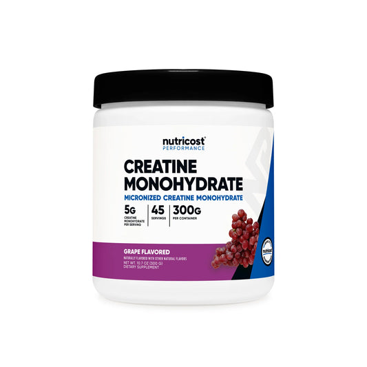 Nutricost Performance Creatine Monohydrate Powder ( Grape Flavored 10.7 Oz 5 G(300 Gram) - High Quality Micronized  Creatine Supplement - Vegan, Non-GMO, Gluten Free