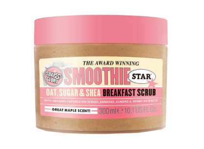 Soap & Glory Smoothie Star Exfoliating Body Scrub - Buff & Smooth Skin - Almond & Caramel Scented Vegan Body Polish - Brightening Scrub with Honey Extract + Sweet Almond Oil (300ml)