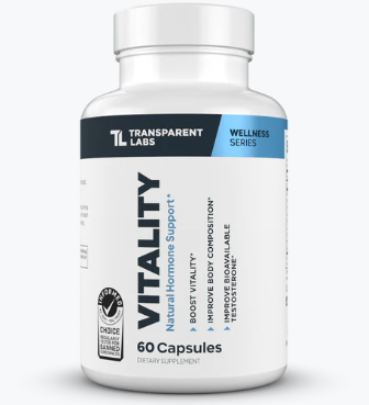 Transparent Labs. Vitality 60 CapsulesTransparent Labs Vitality Testosterone Booster - Testosterone Supplement for Men with Ashwagandha KSM-66, PrimaVie Shilajit Extract, & DIM to Support Vitality, & Bioavailable Testosterone - 60 Count