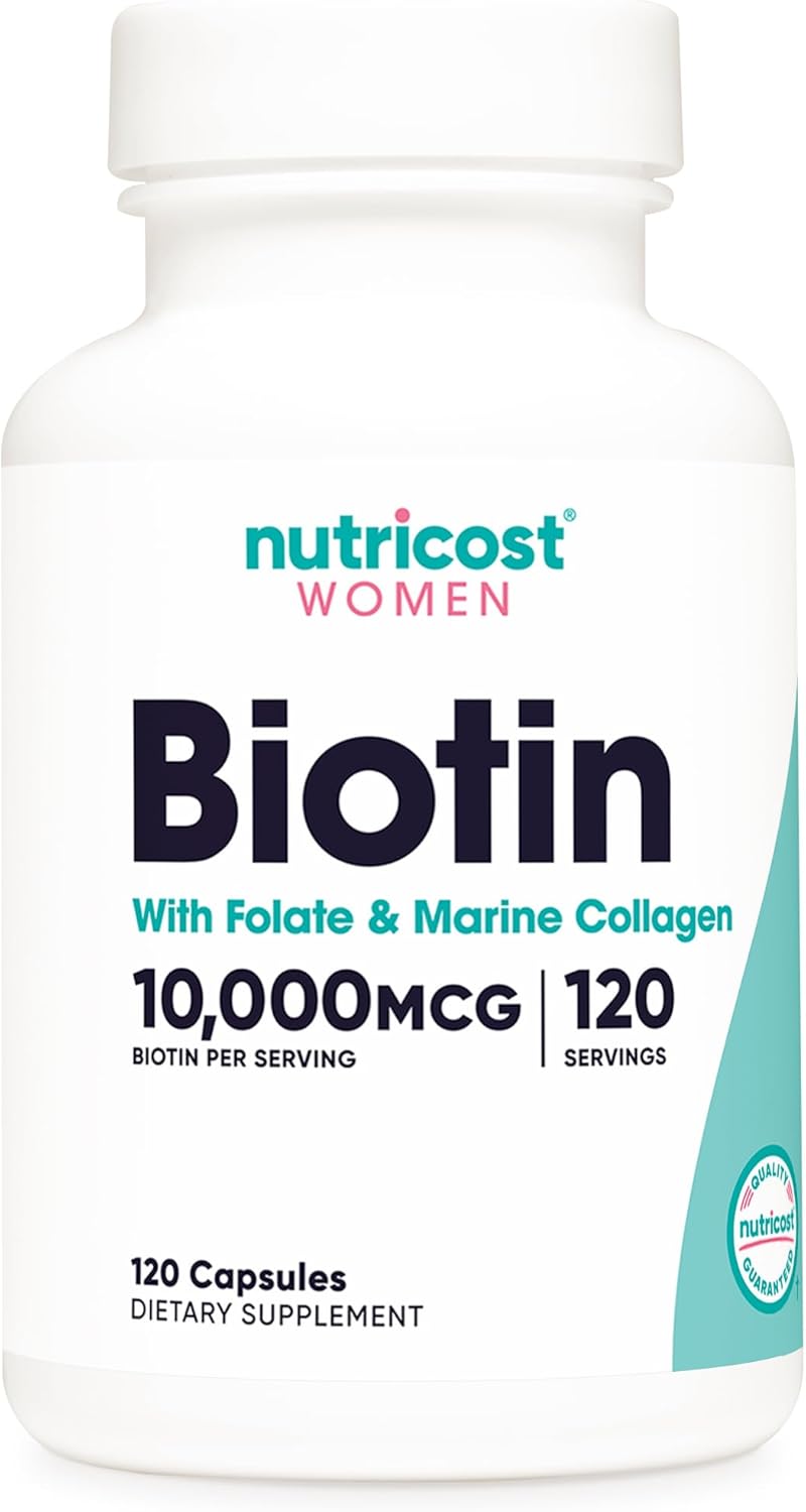 Nutricost Women Biotin 10.000mcg (120 servings) - with Folate &amp; Collagen, Gluten Free &amp; Non-GMO