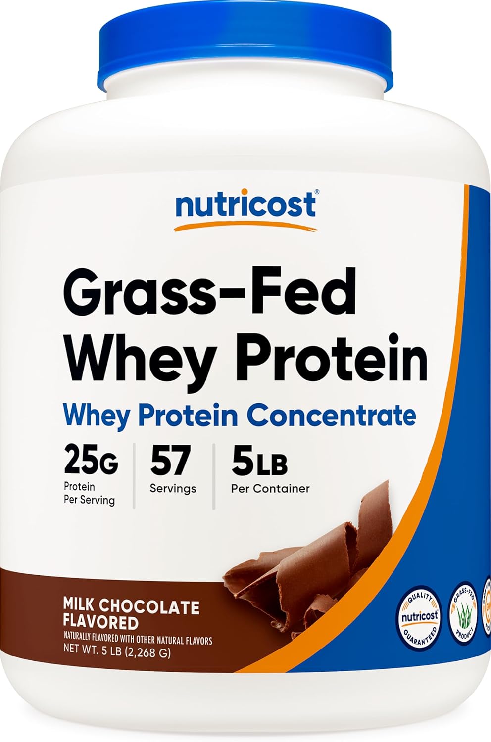 Nutricost Grass-Fed Whey Protein Milk Chocolate Flavored 5 LB- Undenatured, Non-GMO, Natural Flavors…