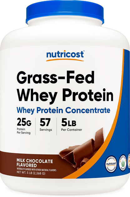 Nutricost Grass-Fed Whey Protein Milk Chocolate Flavored 5 LB- Undenatured, Non-GMO, Natural Flavors…