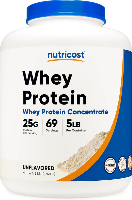 Nutricost Whey Protein Powder, Unflavored 5 LB-rom Whey Protein Concentrate