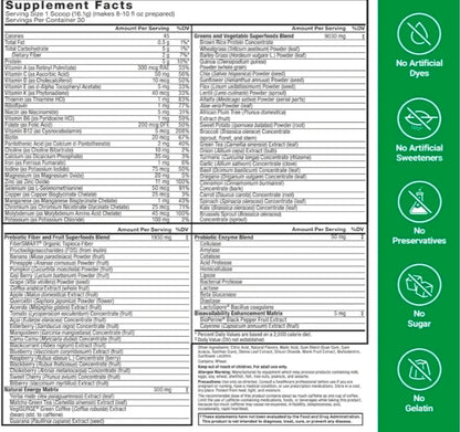 FORCE FACTOR Smarter Greens Superfoods + Energy Powder to Boost Energy & Support Digestion, Gut Health, Bloating, Greens Powder with Digestive Enzymes, Probiotics & Prebiotics, Lemon Lime, 30 Servings