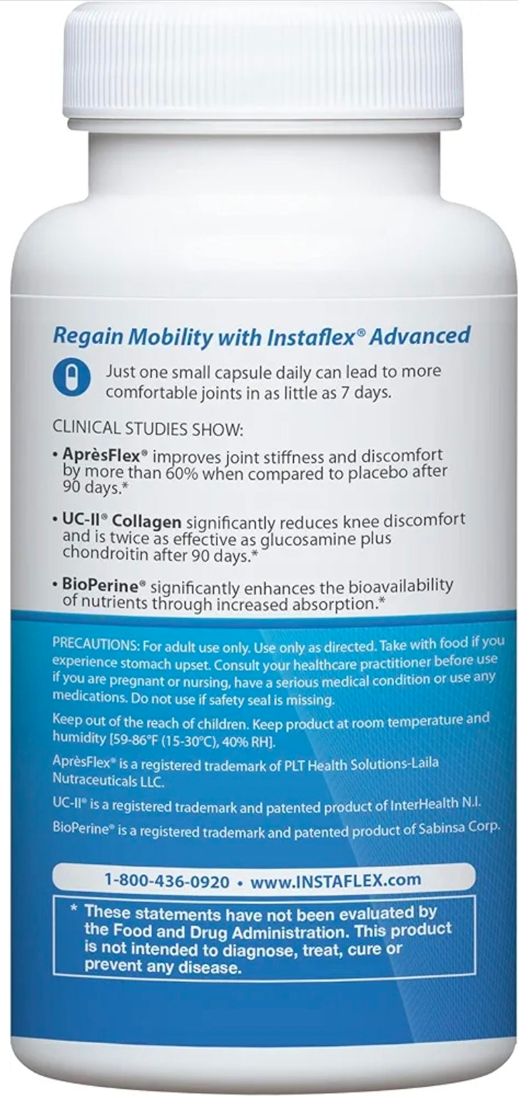 Instaflex Advanced Joint Support Supplement - Turmeric, Resveratrol, Boswellia Serrata Extract, BioPerine, UC-II Collagen- 30 Count