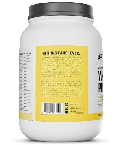 Levels Grass Fed Whey Protein Powder, No Artificials, 24G of Protein, Vanilla Bean, 2LB
