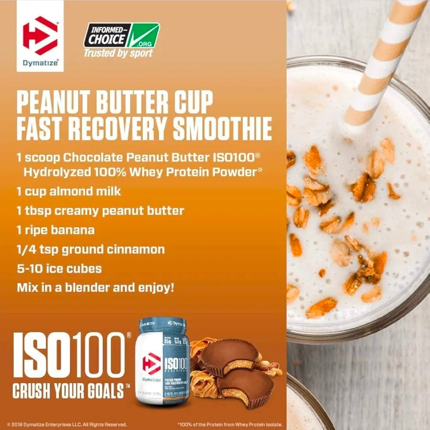 Dymatize ISO100 Whey Protein Powder Isolate, Vanilla, 25g of Protein, 3 Pound, 5.5g BCAAs, Less Than 120 Cal., Gluten Free, 1g Fat, 1g Sugar, 2g Carb (45 Servings)
