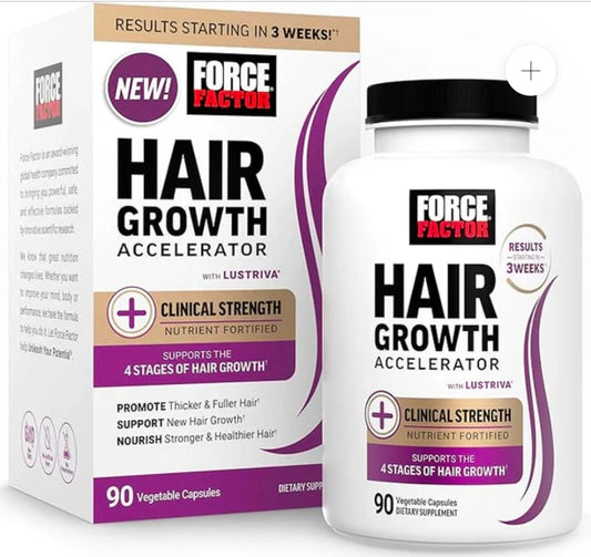 Force Factor Hair Growth Accelerator Multivitamin for Women & Men, with Lustriva, Biotin, Horsetail & Vitamins A, B12, C, D & E for Thicker Hair, Healthier Skin & Nails, 90 Capsules