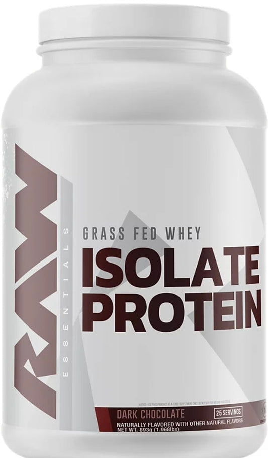 RAW Whey Isolate Protein Powder, Dark Chocolate - 100% Grass-Fed Sports Nutrition Whey Protein Powder for Muscle Growth & Recovery - Low-Fat, Low Carb, Naturally Flavored & Sweetened - 25 Servings