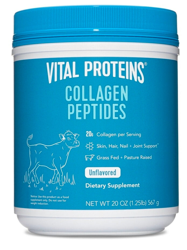 Vital Proteins Grass Fed Collagen Peptides Powder, Supports Hair, Skin, Nails, Bones, and Joints Health, Hydrolyzed Peptides - Zero Sugar, Unflavored, 20oz