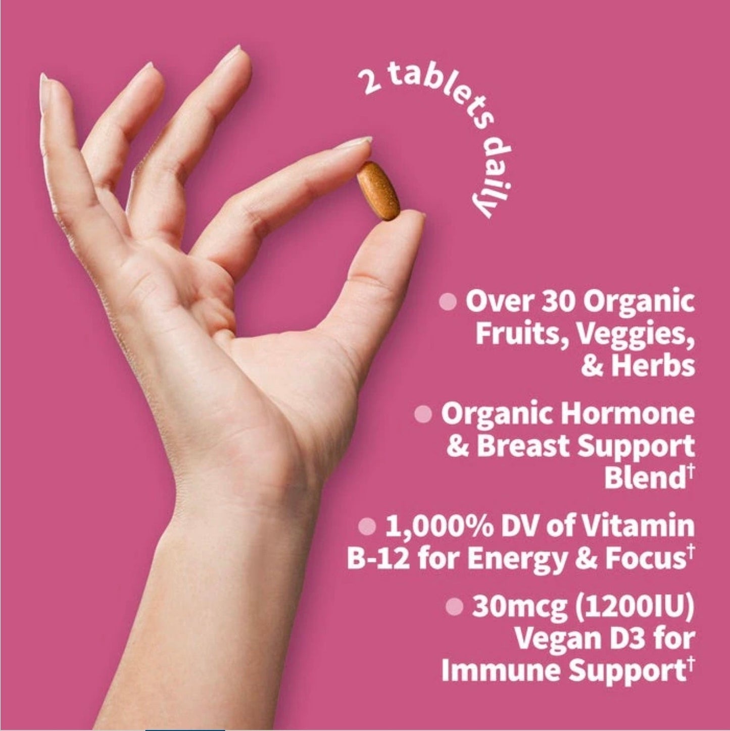 Garden of Life Multivitamin for Women 40 Plus, Organics Womens Vitamins, Hormone & Breast Health Support Blend, Vegan, 120 Tablets