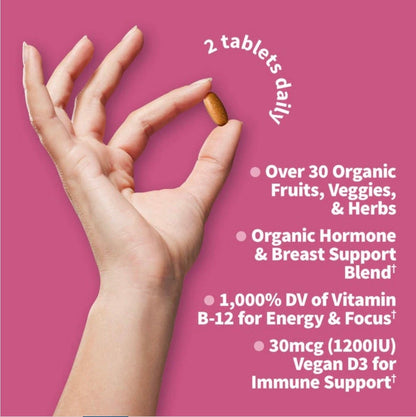 Garden of Life Multivitamin for Women 40 Plus, Organics Womens Vitamins, Hormone & Breast Health Support Blend, Vegan, 120 Tablets