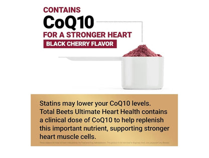 Force Factor Total Beets Ultimate Heart Health Blood Pressure Support with CoQ10, Beet Root Powder, Grape Seed Extract, Blood Pressure Supplement for Circulation, Black Cherry, 30 Servings