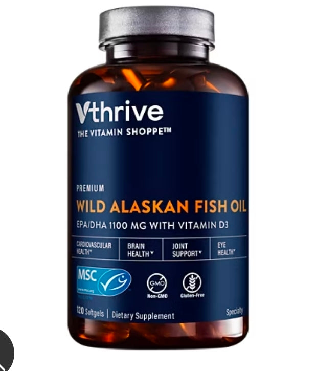 Premium Wild Alaskan Fish Oil with Vitamin D3 - 1,100 MG EPA/DHA (120 Softgels)
