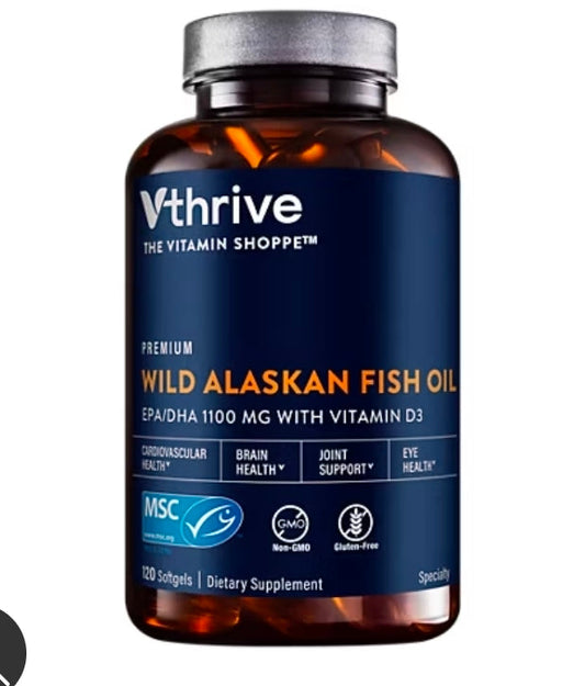 Premium Wild Alaskan Fish Oil with Vitamin D3 - 1,100 MG EPA/DHA (120 Softgels)