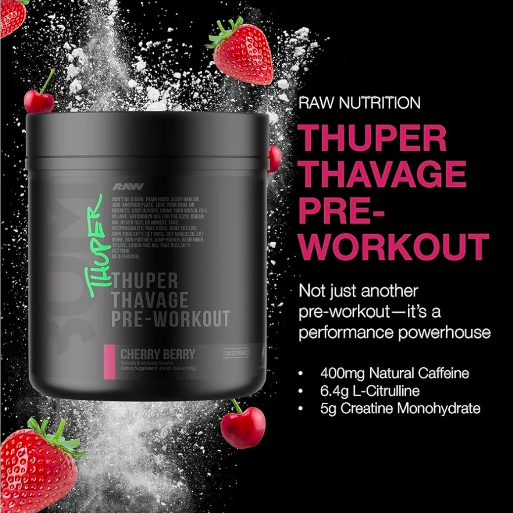 RAW Thuper Thavage Pre-Workout Cherry Berry