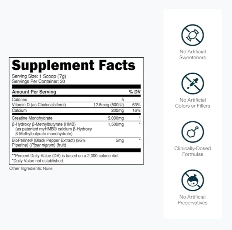 Transparent Labs Creatine HMB - Creatine Monohydrate Powder with HMB for Muscle Growth, Increased Strength, Enhanced Energy Output, and Improved Athletic Performance - 30 Servings, Unflavored