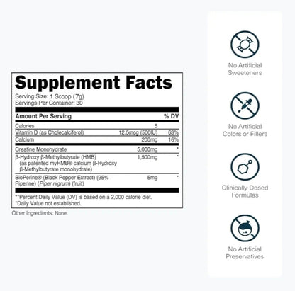Transparent Labs Creatine HMB - Creatine Monohydrate Powder with HMB for Muscle Growth, Increased Strength, Enhanced Energy Output, and Improved Athletic Performance - 30 Servings, Unflavored