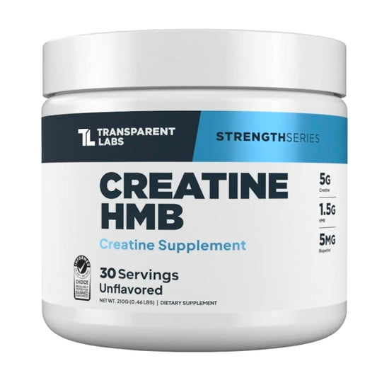 Transparent Labs Creatine HMB - Creatine Monohydrate Powder with HMB for Muscle Growth, Increased Strength, Enhanced Energy Output, and Improved Athletic Performance - 30 Servings, Unflavored