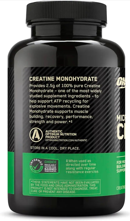 Optimum Nutrition Micronized Creatine Monohydrate Capsules, Keto Friendly, 2500mg, 100 Capsules