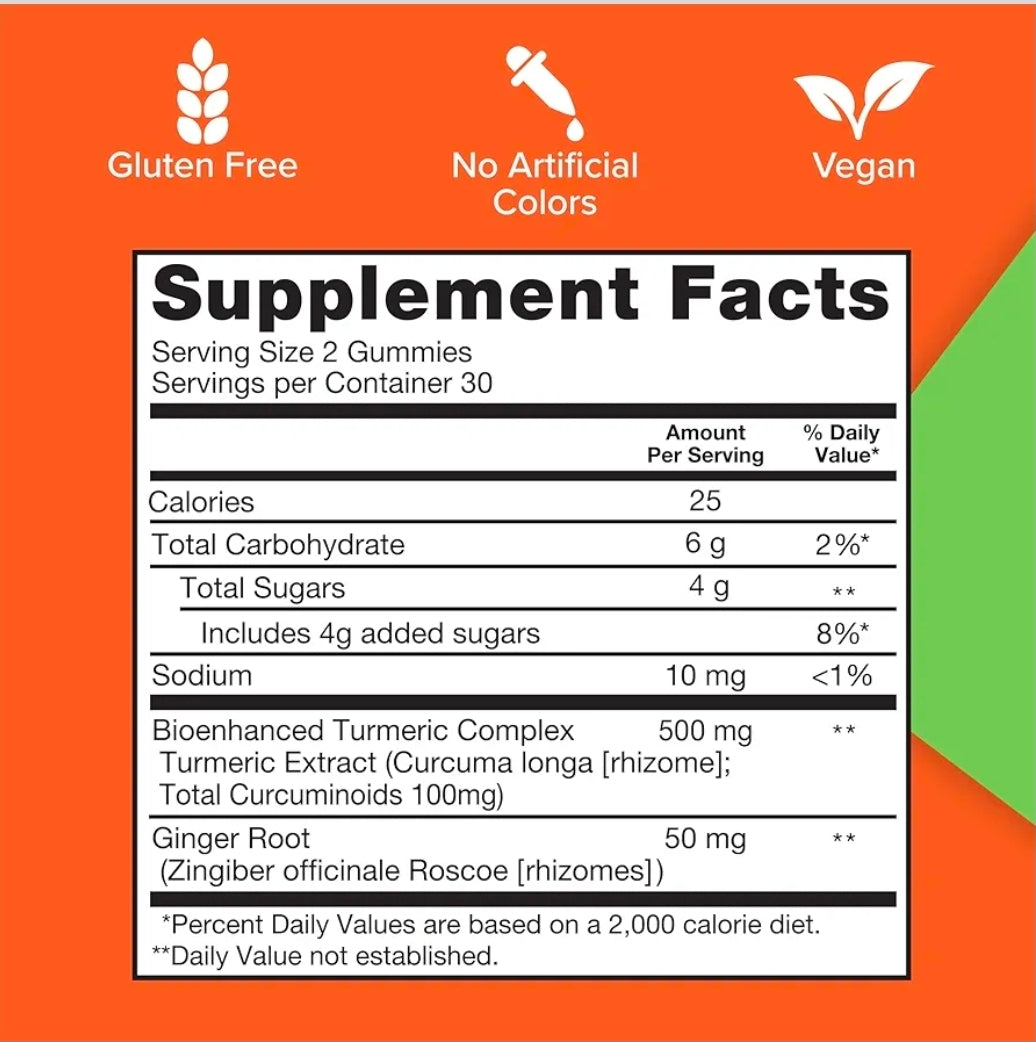 Qunol Turmeric and Ginger Gummies - Joint Support Supplement with Ultra High Absorption, 90 Count Vegan and Gluten Free Gummies