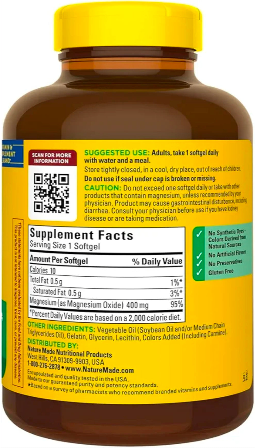 Extra Strength Magnesium 400mg Softgels | Muscle, Bone & Nerve Support | 180 Softgels – 6 Month Supply | High Potency Daily Magnesium Supplement | Gluten Free Formula