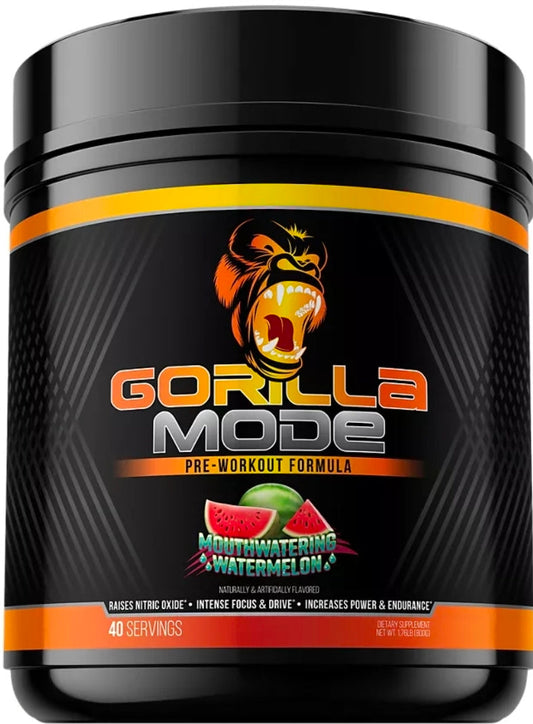 Gorilla Mode Pre Workout - Massive Pumps Laser Focus Energy Power - L-Citrulline, Creatine, L-Tyrosine, Betaine, Hydroprime, Alpha-GPC, 400mg Caffeine, Huperzine A - 800g (Watermelon)