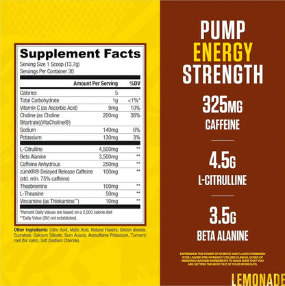 RYSE BCAA Focus Powder - Country Time Lemonade - BCAA Supplement with Electrolytes, Natural Caffeine & Cognizin Supports for Hydration, Recovery, Energy, and Focus for Men & Women - 30 Servings