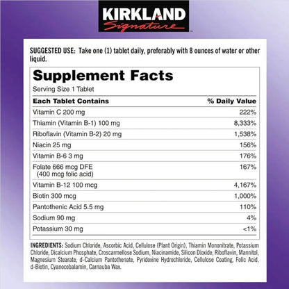 Kirkland Signature Super B-Complex with Electrolytes (500 Tablets)
