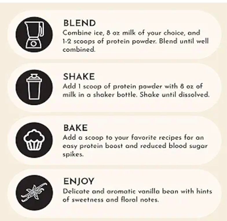 JUST INGREDIENTS Vanilla Protein Powder - Grass-Fed Whey Blend, Organic, Gluten Free - 15 Servings, 22g Protein