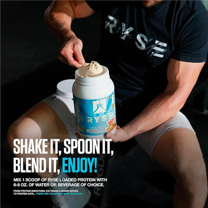 RYSE Loaded Protein Powder - Vanilla Peanut Butter - 25g Whey Protein Isolate & Concentrate with Prebiotic Fiber & MCTs - Low Carb, Low Sugar, Digestive-Friendly - 27 Servings / 2 lb Tub